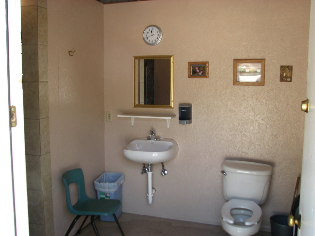 Inside the showerhouse